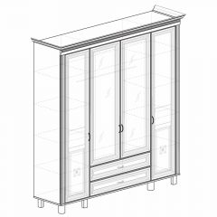 Шкаф для одежды 4-дверный с зеркалом №493 Марлен кремовый белый в Салехарде - salekhard.mebel24.online | фото 2