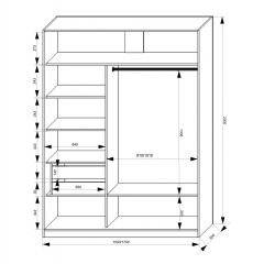 Шкаф-купе 1500 серии NEW CLASSIC K2+K2+B2+PL2(2 ящика+1 штанга+1 полка) профиль «Капучино» в Салехарде - salekhard.mebel24.online | фото 3