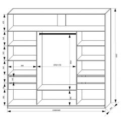 Шкаф-купе 2100 серии SOFT D2+D7+D3+B22+PL2 (по 2 ящика лев/прав+1штанга+1полка) профиль «Графит» в Салехарде - salekhard.mebel24.online | фото 3