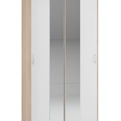 Шкаф-купе Бассо 1.0 (Дуб Сонома/Белый) 2 двери 2 зеркальные вставки в Салехарде - salekhard.mebel24.online | фото 1