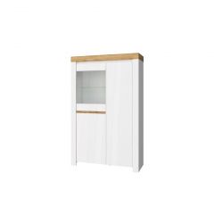Шкаф с витриной 1V2D, TAURUS, цвет белыйдуб вотан в Салехарде - salekhard.mebel24.online | фото 2