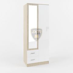 Шкаф 2-х створчатый с зеркалом Софи СШК 800.3 (дуб сонома/белый глянец) в Салехарде - salekhard.mebel24.online | фото
