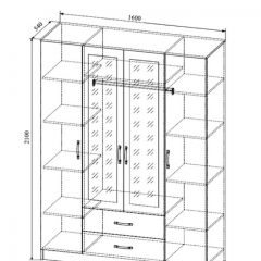СОФИ СШК1600.1Шкаф 4-х ств с2мя зерк, 2 ящиками в Салехарде - salekhard.mebel24.online | фото 2