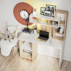Стол компьютерный Олимп (дуб сонома/белый) в Салехарде - salekhard.mebel24.online | фото 2