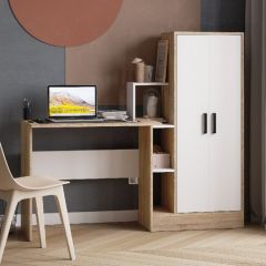 Стол компьютерный СКМ-1 ЛДСП Белый/Дуб сонома в Салехарде - salekhard.mebel24.online | фото