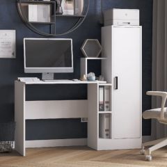 Стол компьютерный СКМ-2 ЛДСП Белый в Салехарде - salekhard.mebel24.online | фото