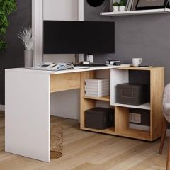 Стол компьютерный угловой СКМУ-4 Белый/Дуб крафт золотой в Салехарде - salekhard.mebel24.online | фото