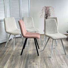 Стул ELVIS WZ2042-01 молочный фактурный велюр / белый каркас М-City в Салехарде - salekhard.mebel24.online | фото 2