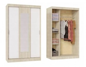 БАРИ Шкаф-купе с зеркалом (1300) Дуб Сонома/Белый в Салехарде - salekhard.mebel24.online | фото
