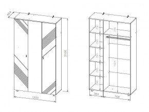 БАЙКАЛ Шкаф трехстворчатый (Графит/Дуб золотой) в Салехарде - salekhard.mebel24.online | фото 3