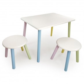 Детский комплект стол и два табурета круглых  (Белый, Белый, Цветной) в Салехарде - salekhard.mebel24.online | фото