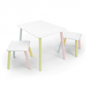 Детский комплект стол и два табурета Rolti Baby (белая столешница/белое сиденье/цветные ножки) в Салехарде - salekhard.mebel24.online | фото