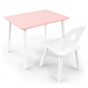 Детский комплект стол и стул «Корона» Rolti Baby (розовый/белый, массив березы/мдф) в Салехарде - salekhard.mebel24.online | фото