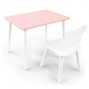 Детский комплект стол и стул «Мишка» Rolti Baby (розовый/белый, массив березы/мдф) в Салехарде - salekhard.mebel24.online | фото