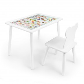 Детский комплект стол и стул Мишка Rolti Baby с накладкой Алфавит (белая столешница/белое сиденье/белые ножки) в Салехарде - salekhard.mebel24.online | фото
