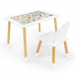 Детский комплект стол и стул Облачко Rolti Baby с накладкой Алфавит (белая столешница/белое сиденье/береза ножки) в Салехарде - salekhard.mebel24.online | фото