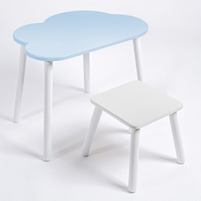 Детский комплект стол ОБЛАЧКО  и табурет Rolti Baby (голубая столешница/белое сиденье/белые ножки) в Салехарде - salekhard.mebel24.online | фото