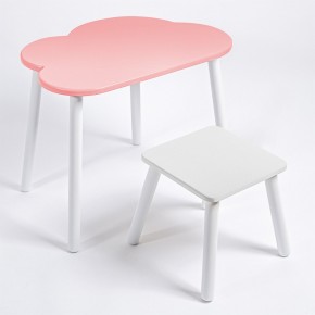 Детский комплект стол ОБЛАЧКО  и табурет Rolti Baby (розовая столешница/белое сиденье/белые ножки) в Салехарде - salekhard.mebel24.online | фото 1