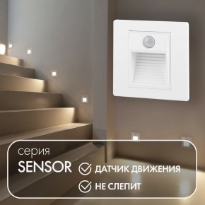 DK1020-WH Светильник встраиваемый в стену c датчиком движения, IP 20, LED 3000, 1 Вт, белый, пластик в Салехарде - salekhard.mebel24.online | фото 2