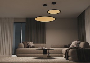 DK6616-BK Подвесной горизонтальный светильник Veil со светодиодом H900 d600 220V 48W 3000-6000K IP20 черный алюминий в Салехарде - salekhard.mebel24.online | фото 5