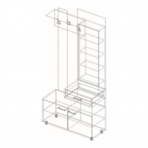 ГРАФ Вешалка с зеркалом ПРАВОЕ исполнение (перламутр) в Салехарде - salekhard.mebel24.online | фото 2