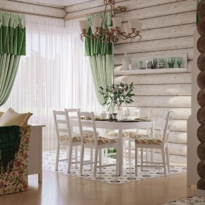 Комлект Вествик обеденный стол и четыре стула, массив сосны, цвет белый в Салехарде - salekhard.mebel24.online | фото