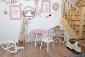 Комплект детский стол КРУГЛЫЙ и стул КОРОНА ROLTI Baby (розовая столешница/белое сиденье/белые ножки) в Салехарде - salekhard.mebel24.online | фото 2
