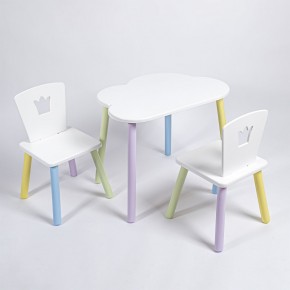 Комплект детский стол ОБЛАЧКО и два стула КОРОНА ROLTI Baby (белая столешница/белое сиденье/цветные ножки) в Салехарде - salekhard.mebel24.online | фото