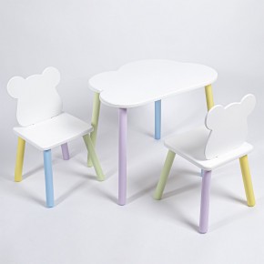 Комплект детский стол ОБЛАЧКО и два стула МИШКА ROLTI Baby (белая столешница/белое сиденье/цветные ножки) в Салехарде - salekhard.mebel24.online | фото