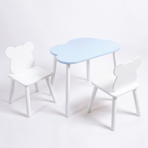 Комплект детский стол ОБЛАЧКО и два стула МИШКА ROLTI Baby (голубая столешница/белое сиденье/белые ножки) в Салехарде - salekhard.mebel24.online | фото