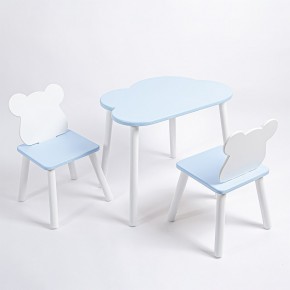 Комплект детский стол ОБЛАЧКО и два стула МИШКА ROLTI Baby (голубая столешница/голубое сиденье/белые ножки) в Салехарде - salekhard.mebel24.online | фото