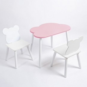 Комплект детский стол ОБЛАЧКО и два стула МИШКА ROLTI Baby (розовый столешница/белое сиденье/белые ножки) в Салехарде - salekhard.mebel24.online | фото