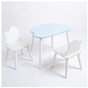Комплект детский стол ОБЛАЧКО и два стула ОБЛАЧКО ROLTI Baby (голубая столешница/белое сиденье/белые ножки) в Салехарде - salekhard.mebel24.online | фото