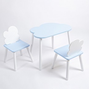 Комплект детский стол ОБЛАЧКО и два стула ОБЛАЧКО ROLTI Baby (голубая столешница/голубое сиденье/белые ножки) в Салехарде - salekhard.mebel24.online | фото