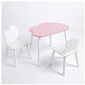 Комплект детский стол ОБЛАЧКО и два стула ОБЛАЧКО ROLTI Baby (розовая столешница/белое сиденье/белые ножки) в Салехарде - salekhard.mebel24.online | фото