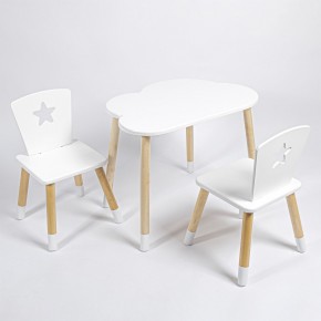 Комплект детский стол ОБЛАЧКО и два стула ЗВЕЗДА ROLTI Baby (белая столешница/белое сиденье/береза ножки) в Салехарде - salekhard.mebel24.online | фото