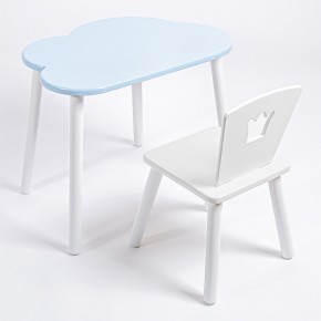 Комплект детский стол ОБЛАЧКО и стул КОРОНА ROLTI Baby (голубая  столешница/белое сиденье/белые ножки) в Салехарде - salekhard.mebel24.online | фото