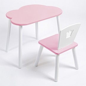 Комплект детский стол ОБЛАЧКО и стул КОРОНА ROLTI Baby (розовая столешница/розовое сиденье/белые ножки) в Салехарде - salekhard.mebel24.online | фото