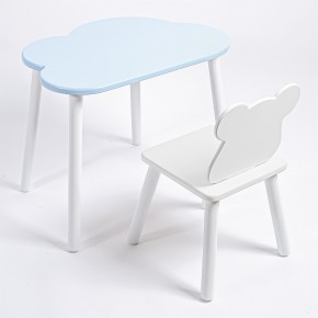 Комплект детский стол ОБЛАЧКО и стул МИШКА ROLTI Baby (голубая столешница/белое сиденье/белые ножки) в Салехарде - salekhard.mebel24.online | фото