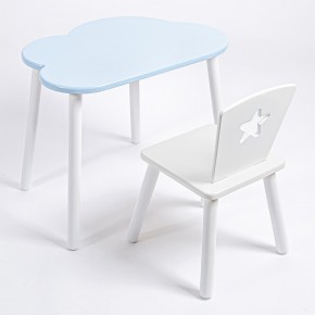 Комплект детский стол ОБЛАЧКО и стул ЗВЕЗДА ROLTI Baby (голубая столешница/белое сиденье/белые ножки) в Салехарде - salekhard.mebel24.online | фото 1
