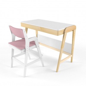Комплект растущий стол и стул с чехлом 38 попугаев «Вуди» (Белый, Белый, Розовый) в Салехарде - salekhard.mebel24.online | фото