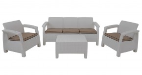 Комплект уличной мебели Yalta Premium Terrace Triple Set (Ялта) белый (+подушки под спину) в Салехарде - salekhard.mebel24.online | фото