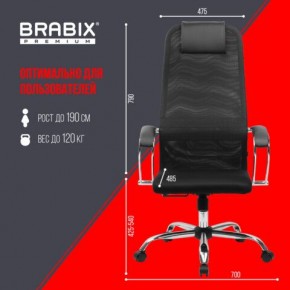 Кресло BRABIX PREMIUM "Ultimate EX-800" хром, плотная двойная сетка Х2, черное, 532911 в Салехарде - salekhard.mebel24.online | фото 6