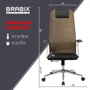 Кресло BRABIX PREMIUM "Ultimate EX-801" хром, плотная двойная сетка Х2, черное/коричневое, 532920 в Салехарде - salekhard.mebel24.online | фото 6