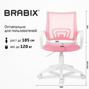 Кресло BRABIX "Fly MG-396W", с подлокотниками, пластик белый, сетка, розовое, 533008 в Салехарде - salekhard.mebel24.online | фото 5