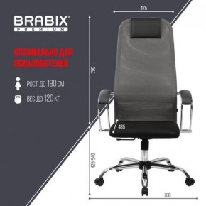 Кресло офисное BRABIX PREMIUM "Ultimate EX-800" хром, плотная двойная сетка Х2, черное/серое, 532912 в Салехарде - salekhard.mebel24.online | фото 3