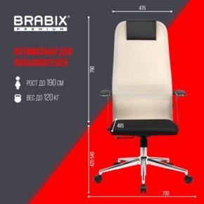 Кресло офисное BRABIX PREMIUM "Ultimate EX-801" хром, плотная двойная сетка Х2, черное/бежевое, 532919 в Салехарде - salekhard.mebel24.online | фото 6