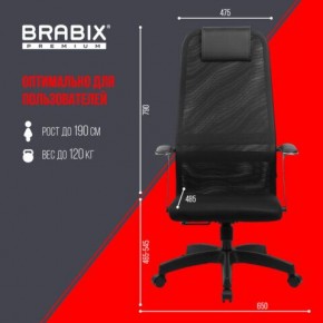 Кресло офисное BRABIX PREMIUM "Ultimate EX-801" пластик, плотная двойная сетка Х2, черное, 532922 в Салехарде - salekhard.mebel24.online | фото 5