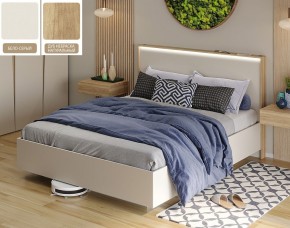Кровать (Бело-серый U775 ST9/Дуб Небраска натуральный) 1600 в Салехарде - salekhard.mebel24.online | фото