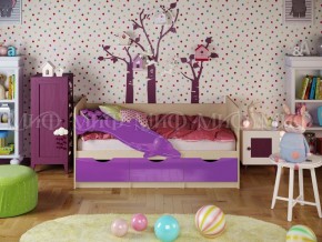 Кровать Дельфин-1 800*1600 (Фиолетовый металлик/дуб крафт белый) в Салехарде - salekhard.mebel24.online | фото